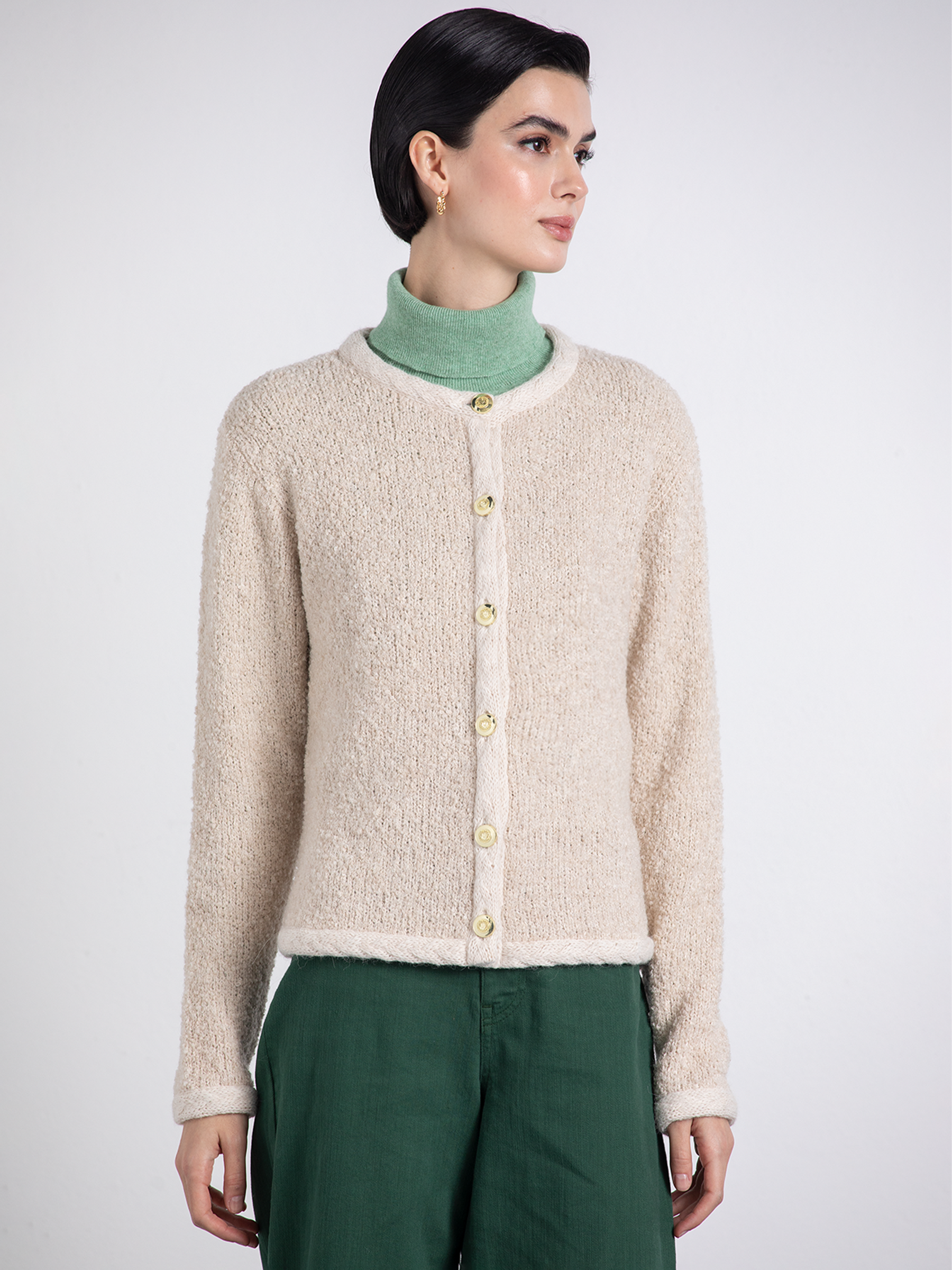 Giacca in maglia bouclé con scollo tondo
