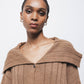 Cardigan a coste con collo ampio