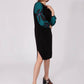 Abito midi nero in maglia con spacchi laterali