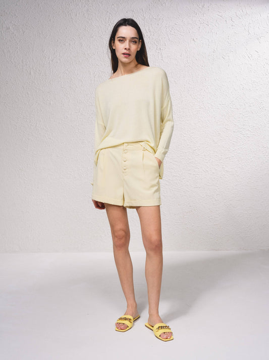 Shorts bermuda a vita alta con bottoni
