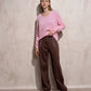 Pantaloni a palazzo a vita alta con bottoni decorativi