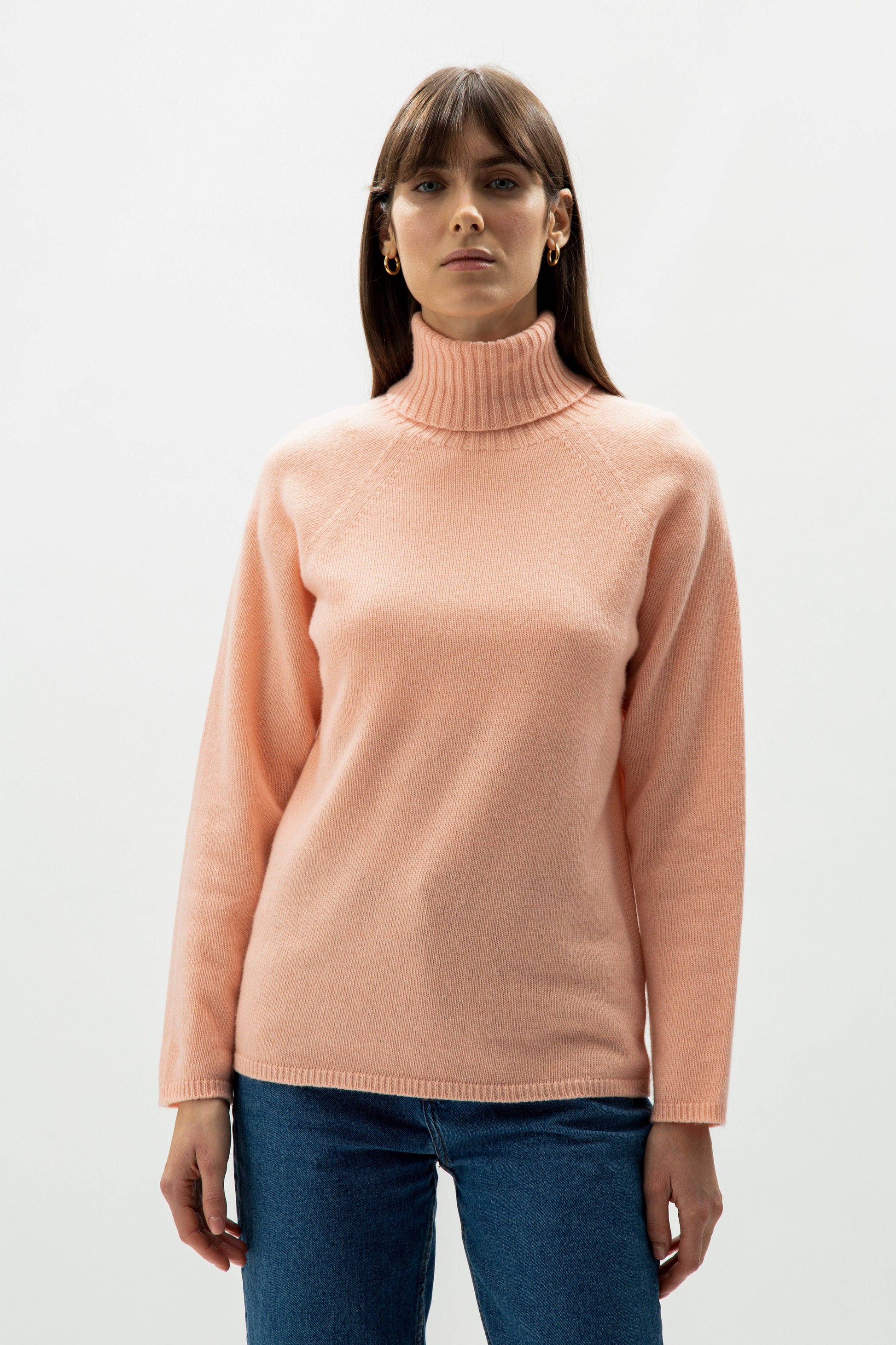 Maglione dolcevita in misto cashmere senza cuciture