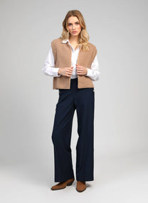 Pantaloni ampi vita alta blu navy Ponata