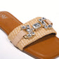 Sandali bassi in rafia con pietre brillanti