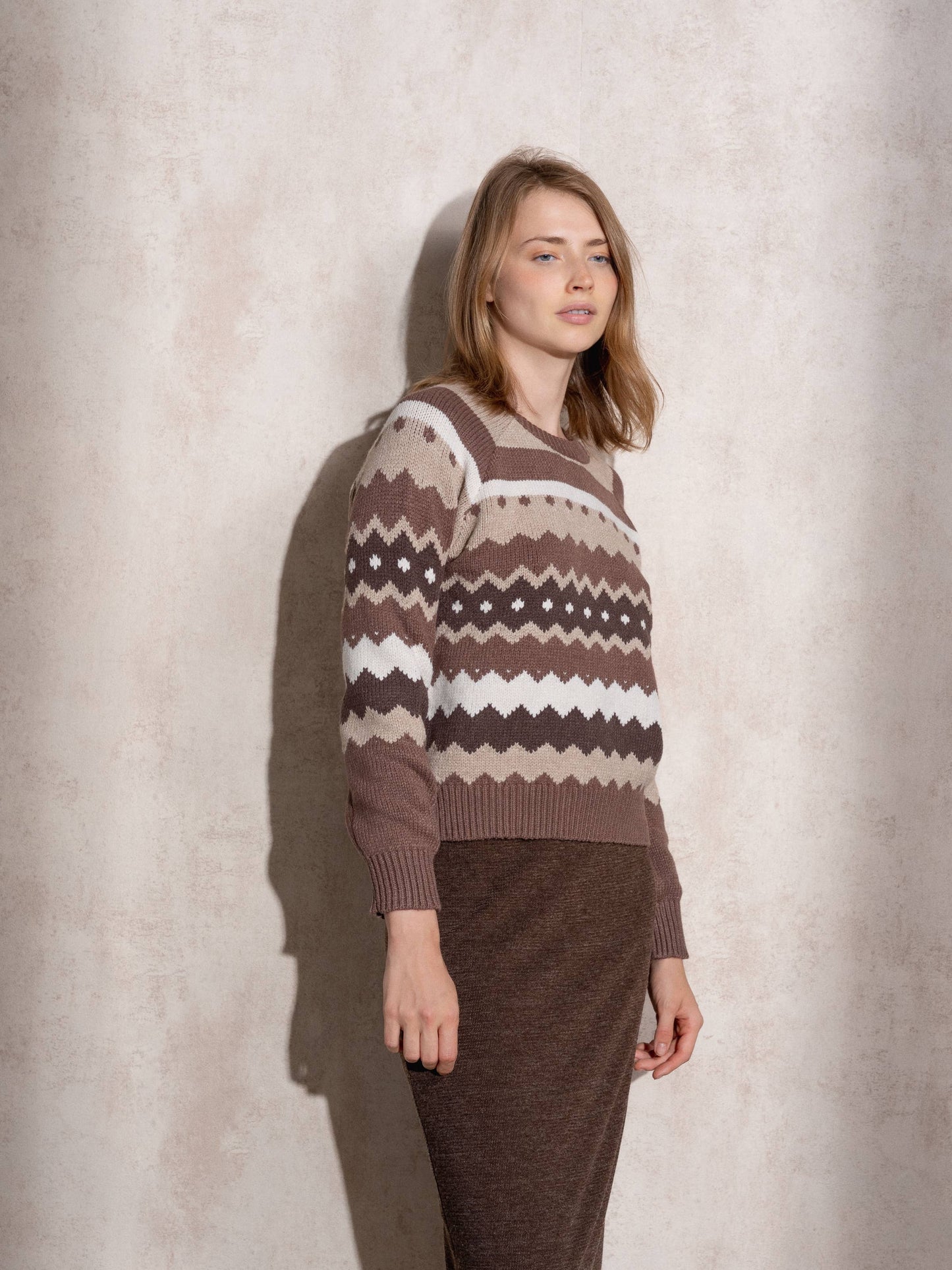 Maglione jacquard a righe multicolor