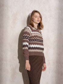 Maglione jacquard a righe multicolor