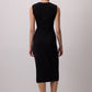 Abito dritto midi nero con accessori in pelle