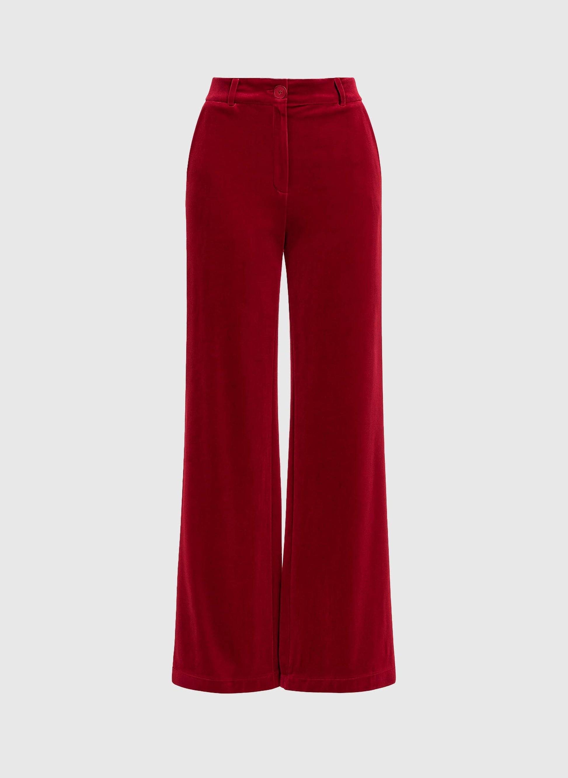 Pantaloni a Zampa in Velluto Rosso