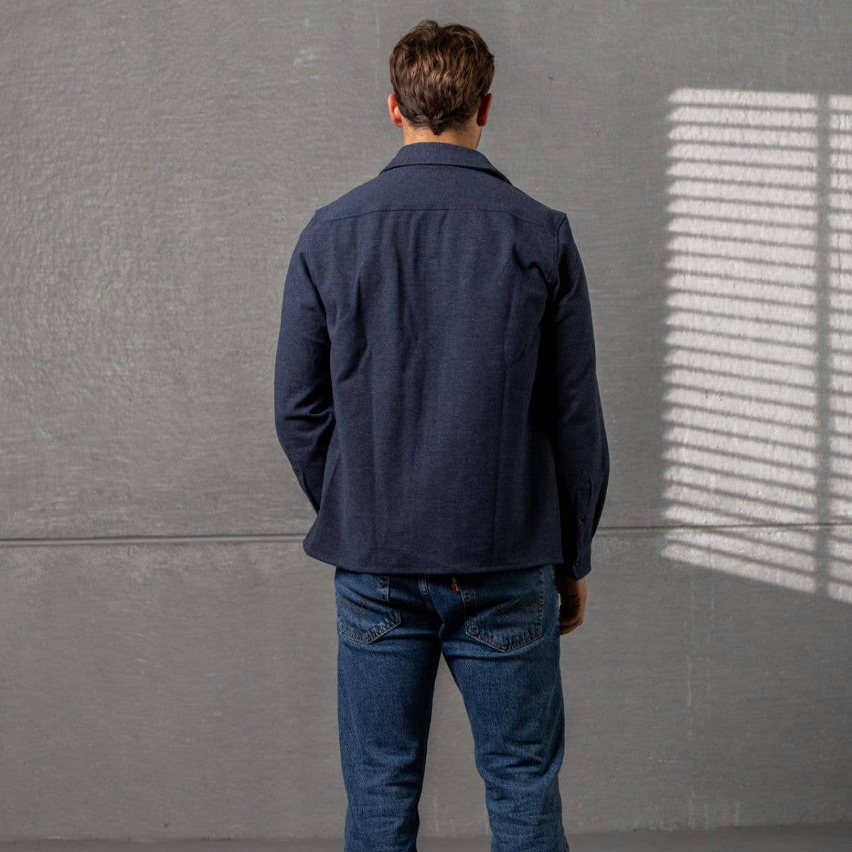 Overshirt in maglia antipiega blu navy