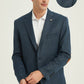 Blazer uomo blu marino slim fit con toppe ai gomiti