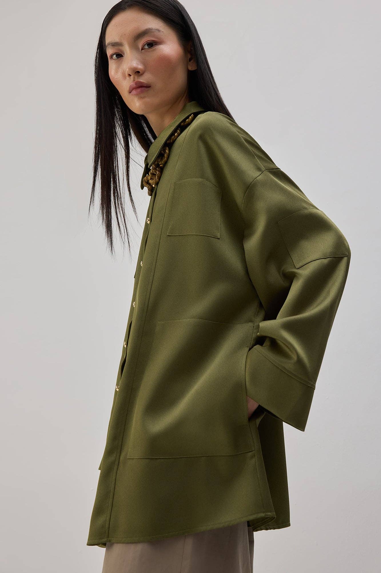 Camicia oversize in raso