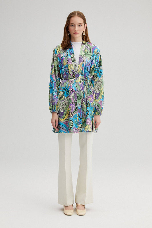 Kimono con cintura fantasia multicolor