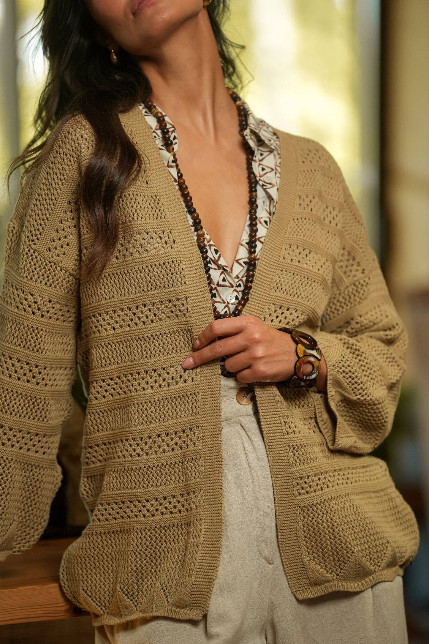 Cappotto aperto traforato in cotone