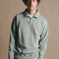 Maglione uomo con zip a un quarto tinto a pigmento verde salvia
