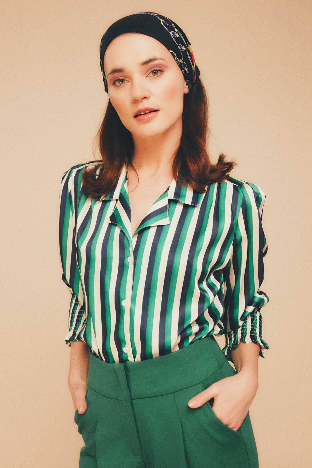 Camicia a righe Pluton con collo smoking
