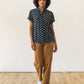 Camicia Bea a maniche corte con fantasia blu notte