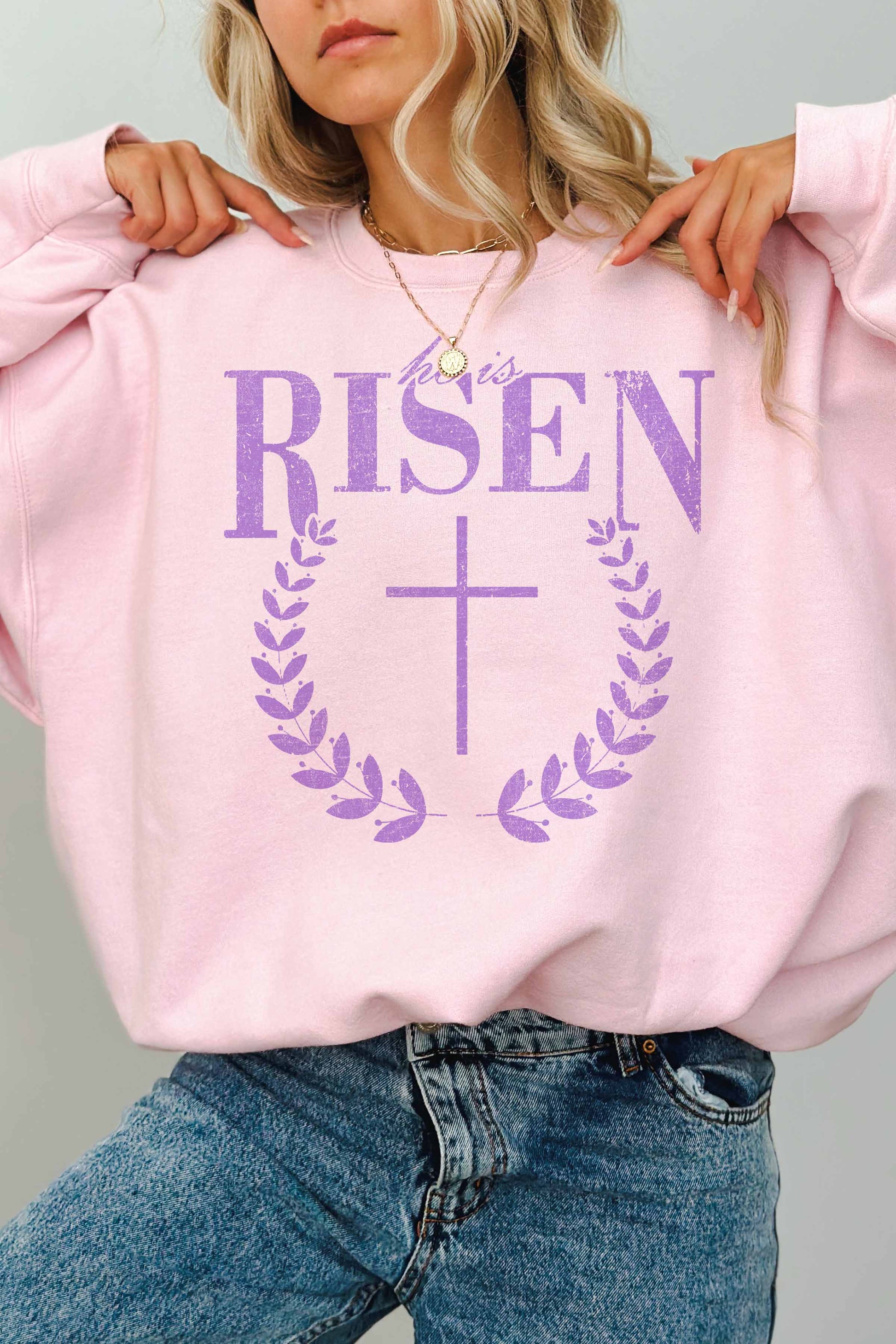 Felpa oversize grafica “He Is Risen”