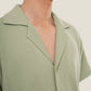 Camicia verde in cotone waffle