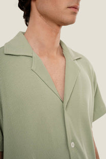 Camicia verde in cotone waffle