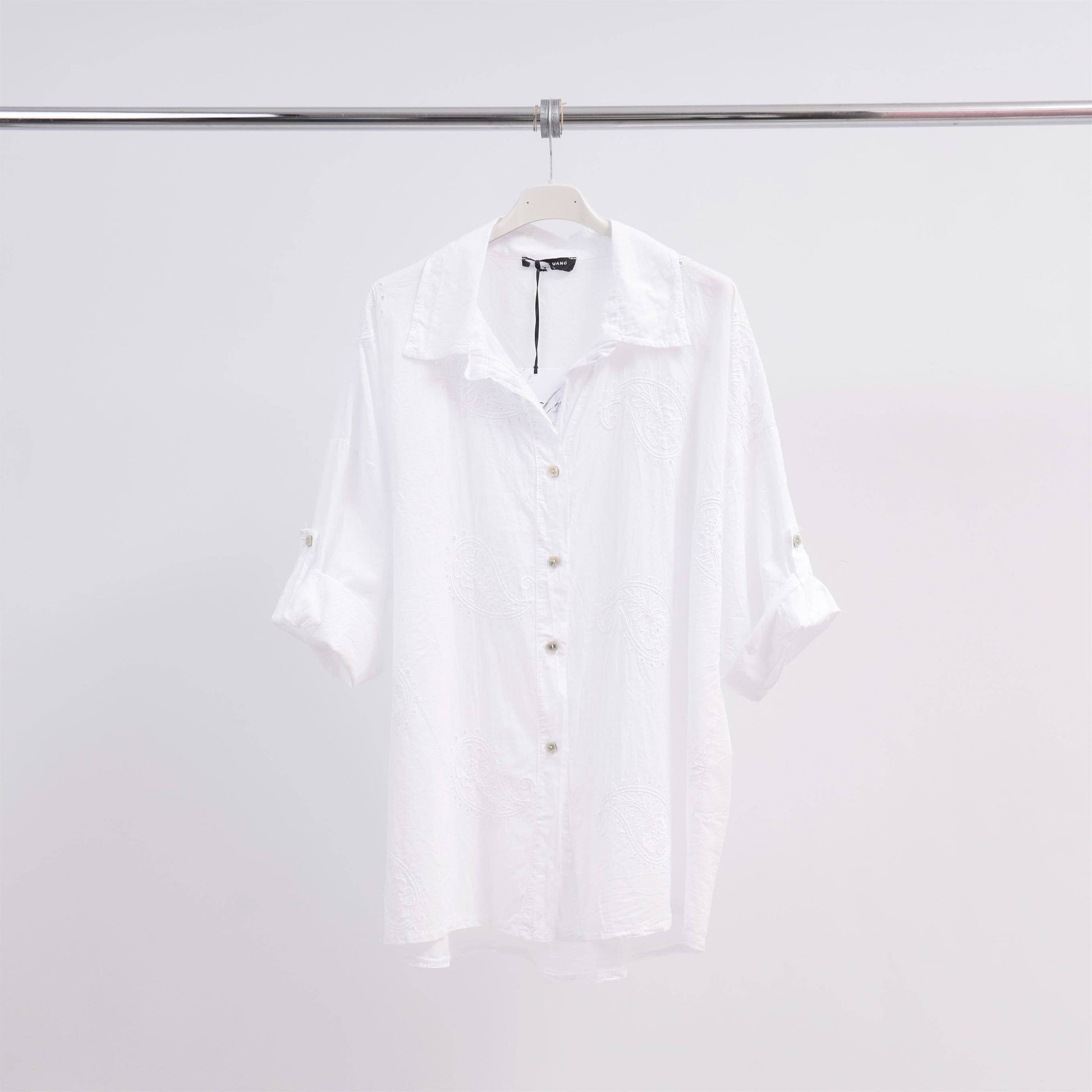 Camicia oversize in cotone ricamata