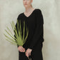 Maxi maglia con scollo a V in misto cashmere