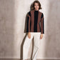 Maglione a collo alto a righe in maglia