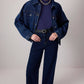 Top senza maniche blu navy in viscosa morbida
