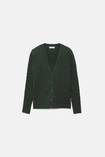 Cardigan in maglia strutturata con scollo a V