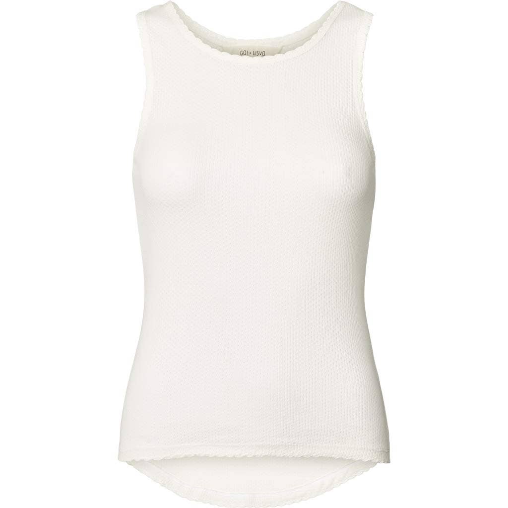 Top in cotone biologico con dettagli in pizzo