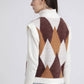 Gilet in maglia jacquard a rombi con bottoni