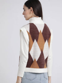 Gilet in maglia jacquard a rombi con bottoni
