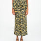 Gonna lunga floreale verde Enigma in lino