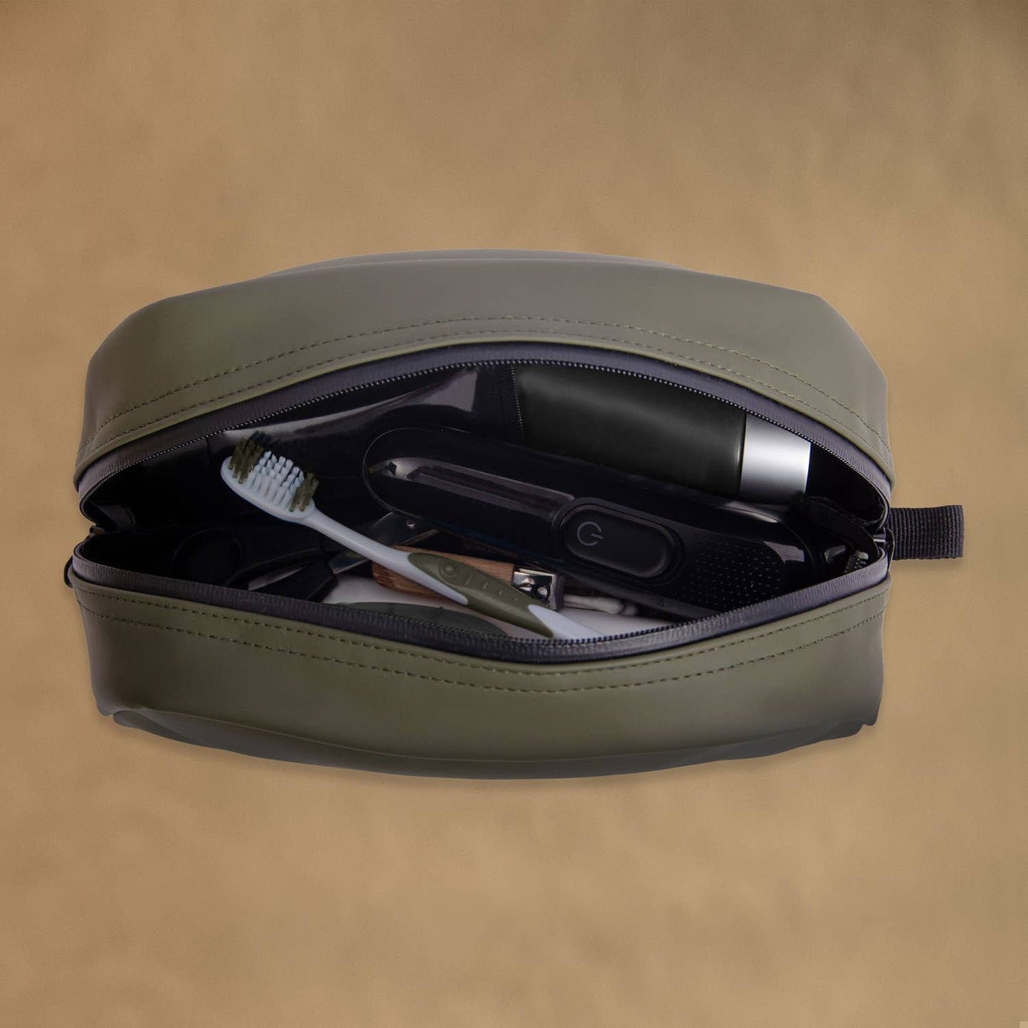 Borsa da toilette compatta kaki