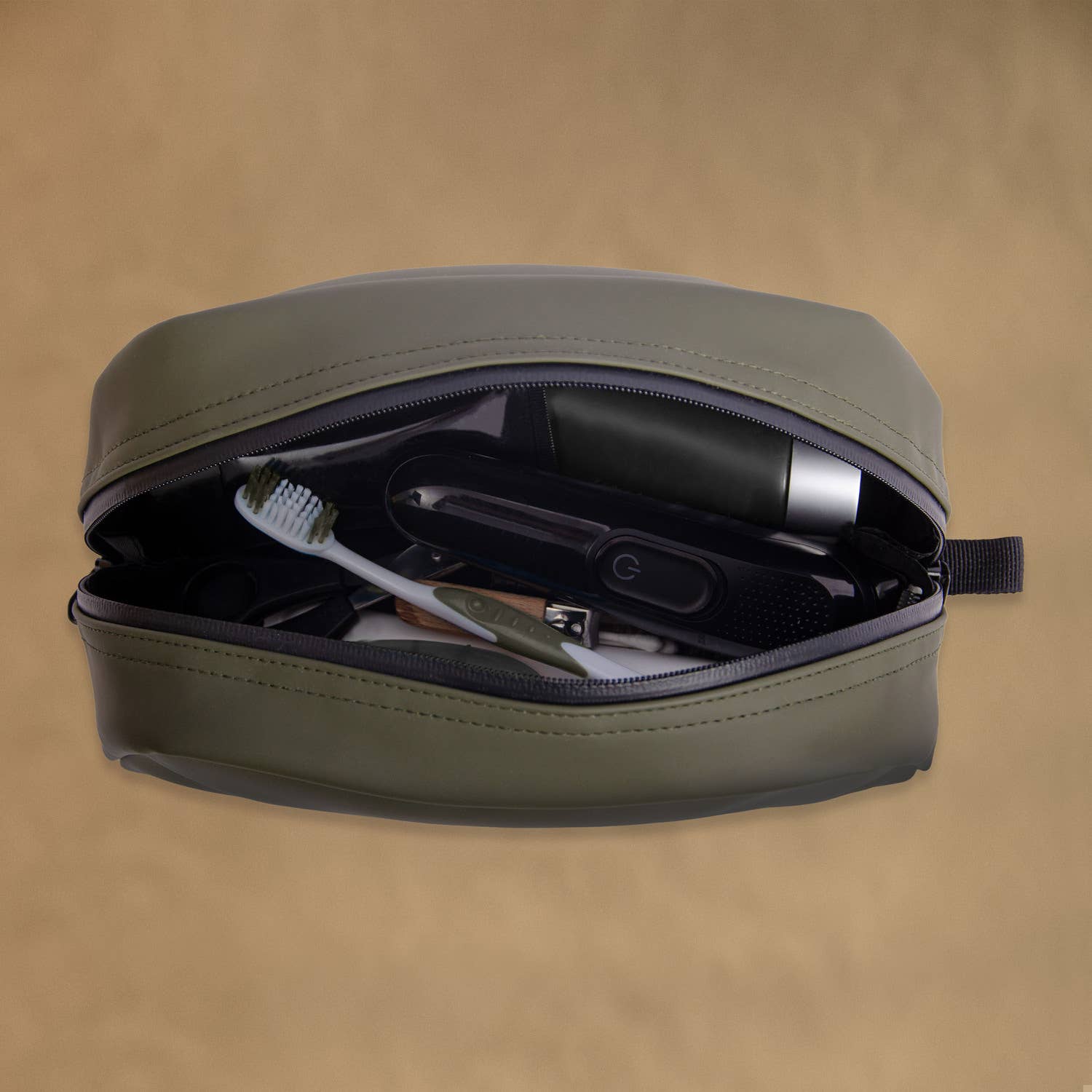 Borsa da toilette compatta kaki