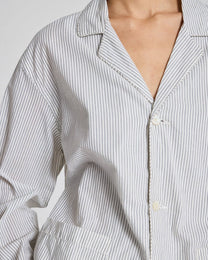 Camicia Nora in cotone biologico a righe blu denim