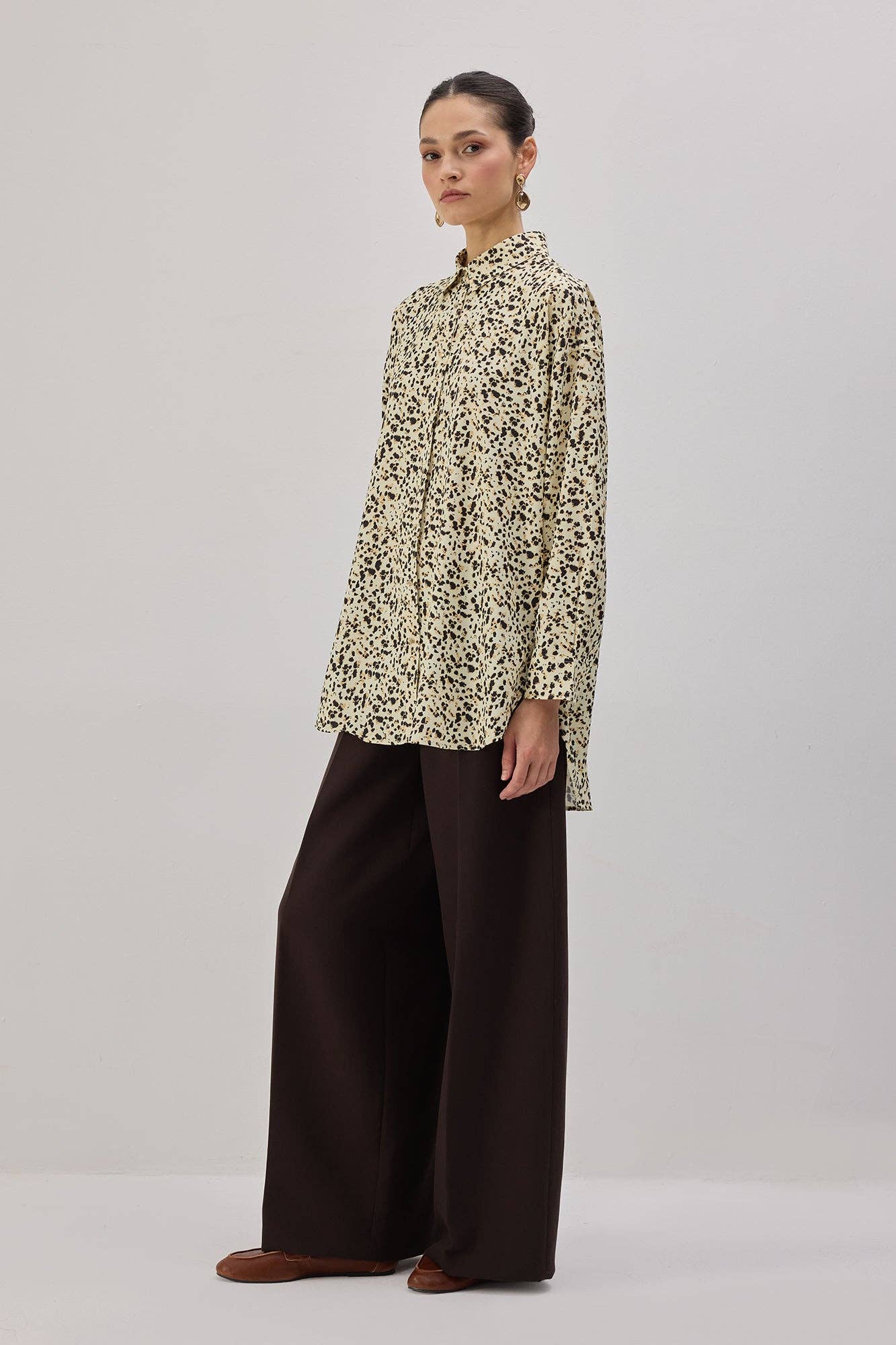 Camicia oversize a stampa mini leopardata