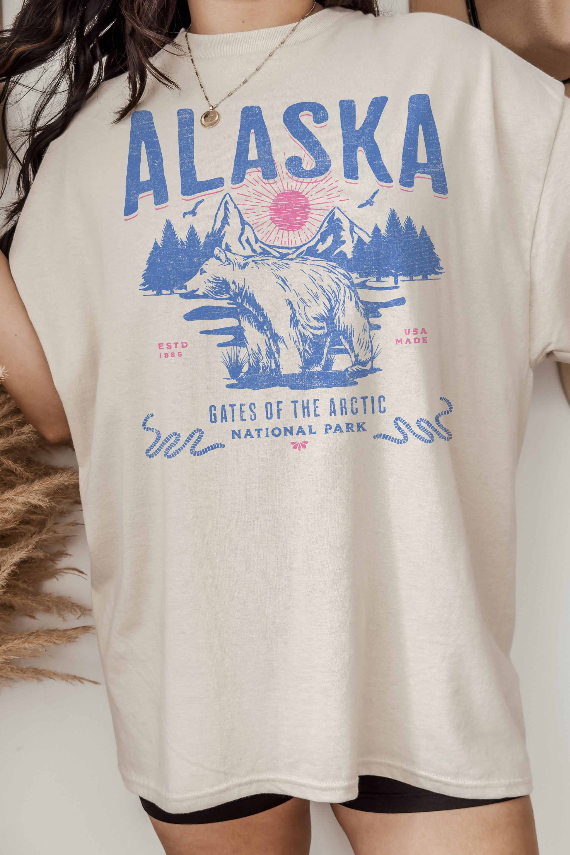T-shirt oversize grafica Alaska