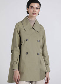 Trench corto in gabardine doppiopetto
