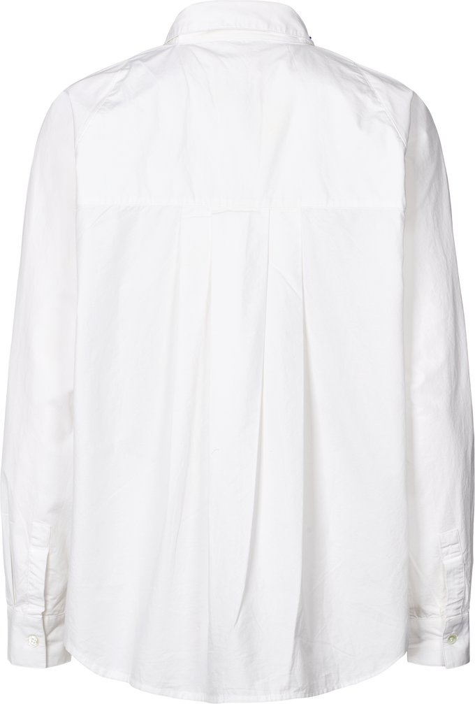 Camicia Bianca in Popeline di Cotone Biologico con Maniche Raglan