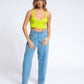 Top cropped lime con bottoni