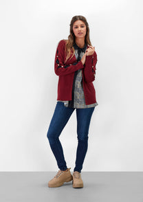 Giacca cardigan con bottoni bordeaux