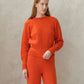 Maglione corto girocollo in misto cashmere con maniche raglan