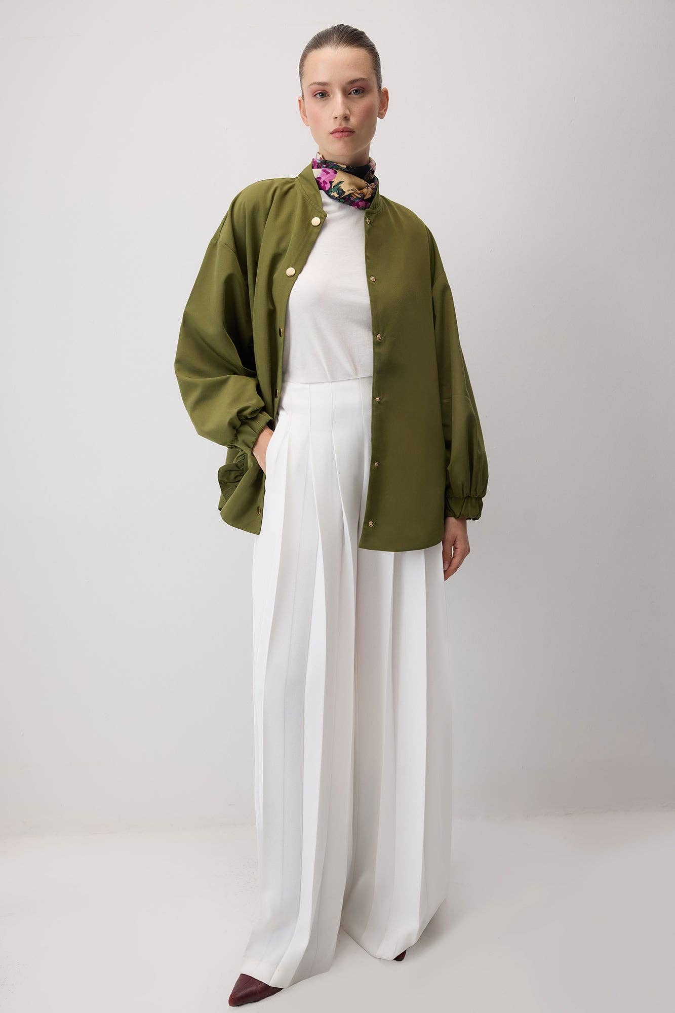 Giacca bomber imbottita oversize verde oliva