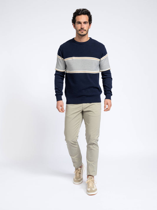 Maglione uomo in maglia di cotone a righe