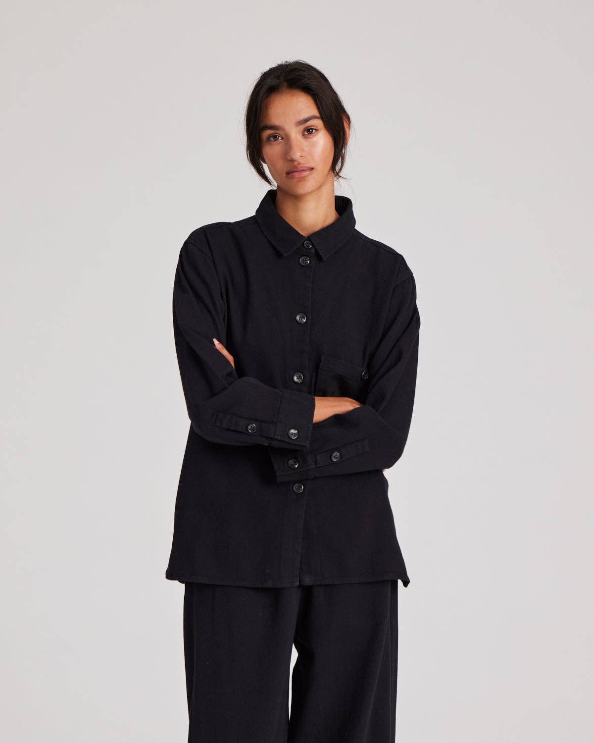 Camicia Sussie in twill di cotone biologico nero