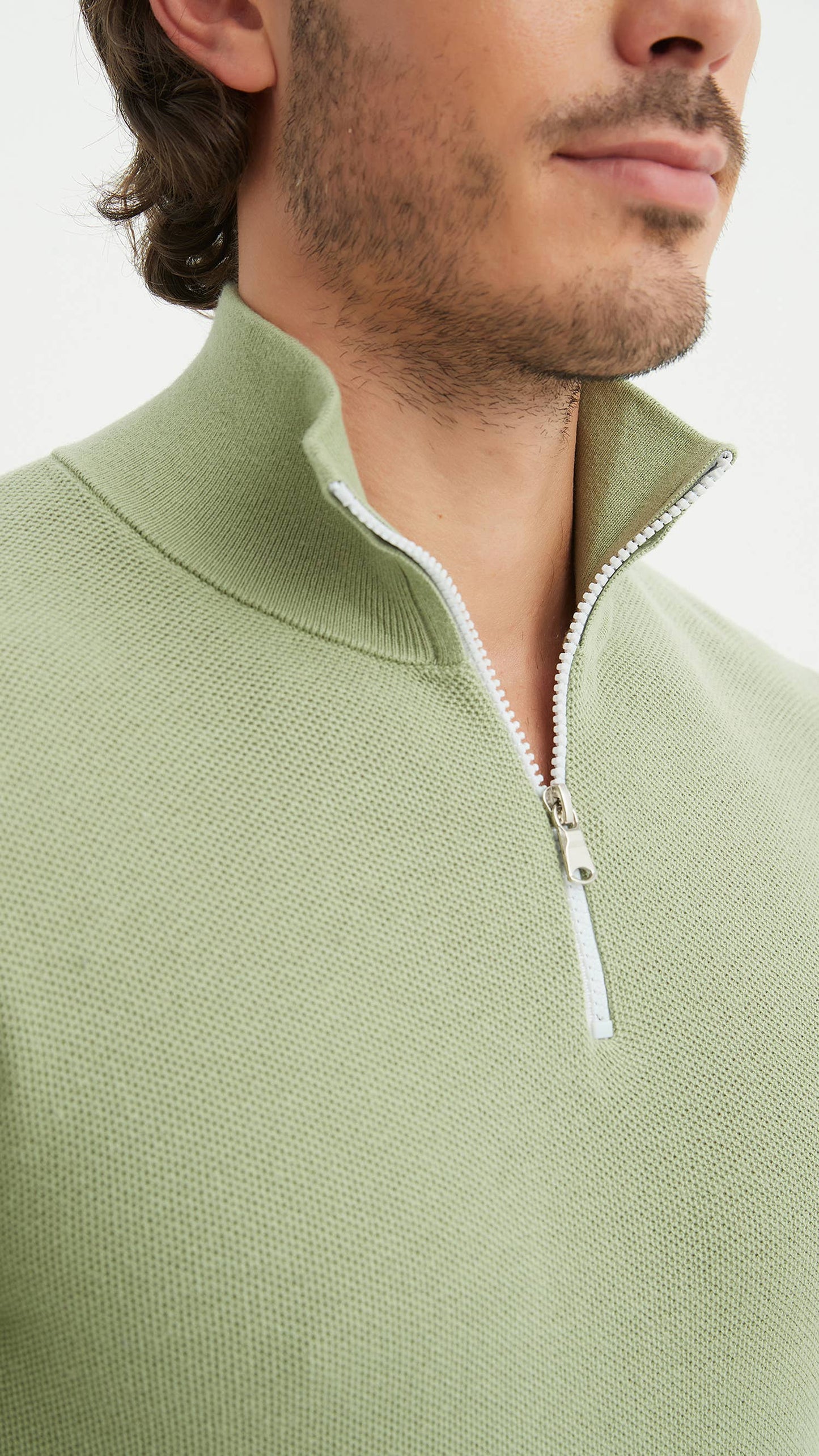 Maglia con colletto trucker sportivo in cotone verde