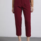 Pantaloni cropped bordeaux con bottoni dorati