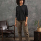 Henley a coste in waffle riciclato da donna color carbone mélange