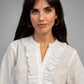 Camicia bianca in voile di cotone con ruches
