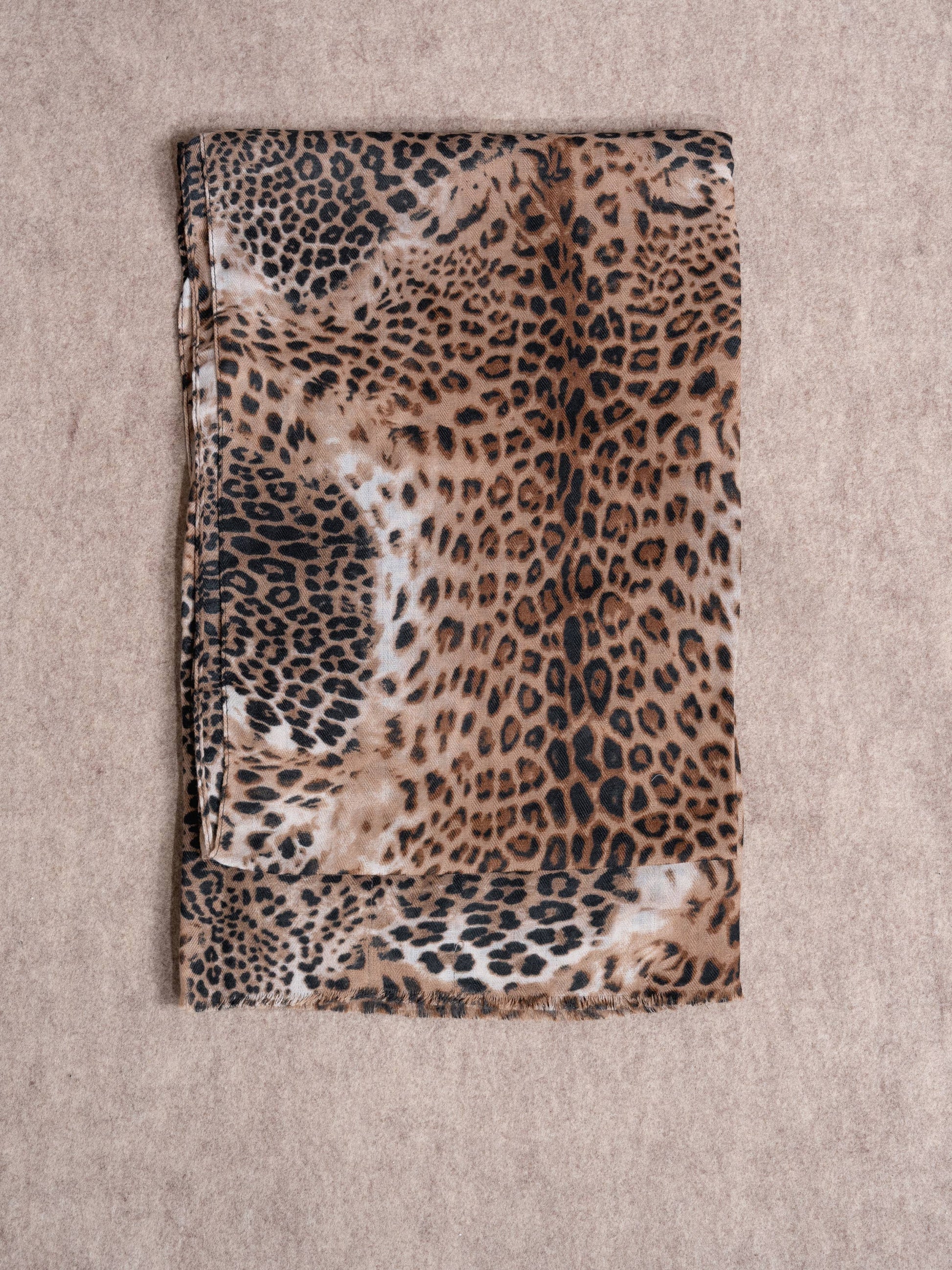 Sciarpa animalier in viscosa marrone